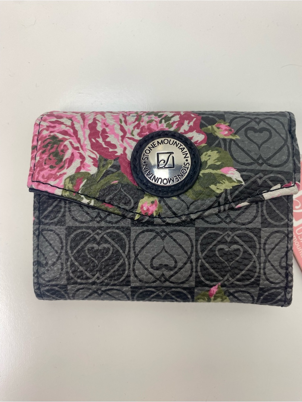 Stone Mountain Accessories Gray Wallet with Pink Floral Accent